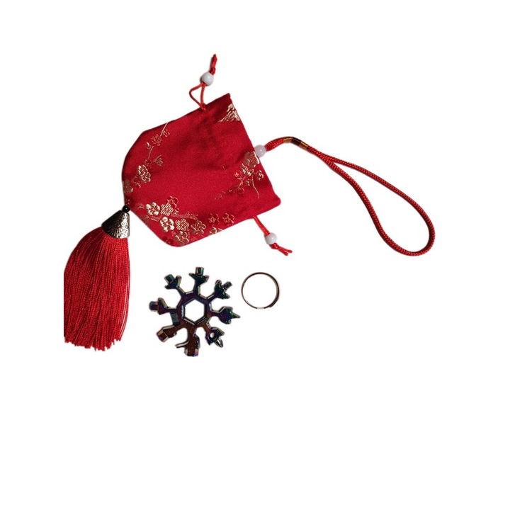 Saculet de cadou pentru orice ocazie cu model chinezesc, 2.36 x 2.36 inch, rosu, 54 g