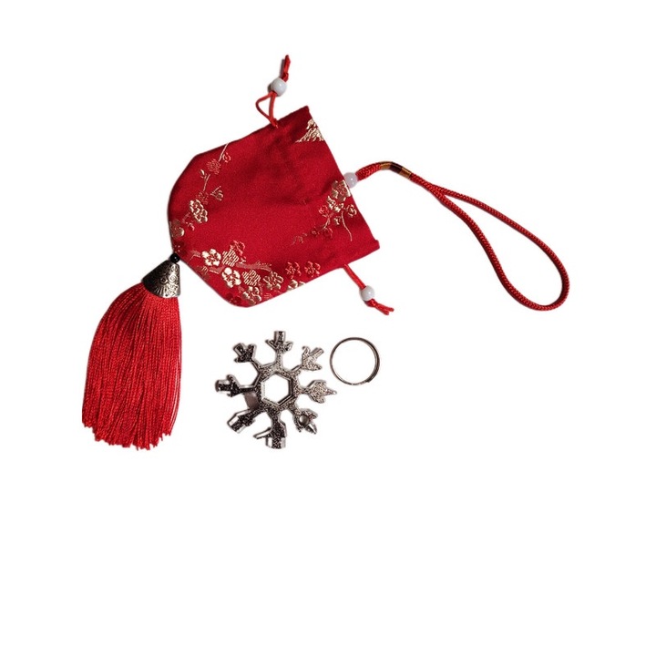 Saculet de cadou pentru orice ocazie cu model chinezesc, 2.36 x 2.36 inch, rosu