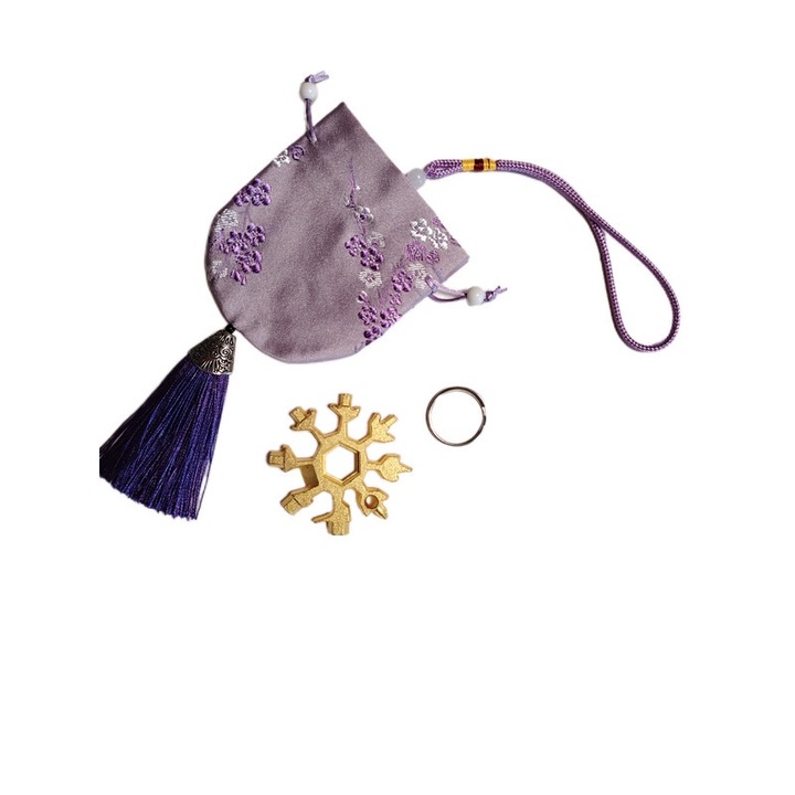 Saculet de cadou pentru orice ocazie, Punga cu bani zero, mov cu model brodat cu flori de prun& Unelte portabile（auriu）