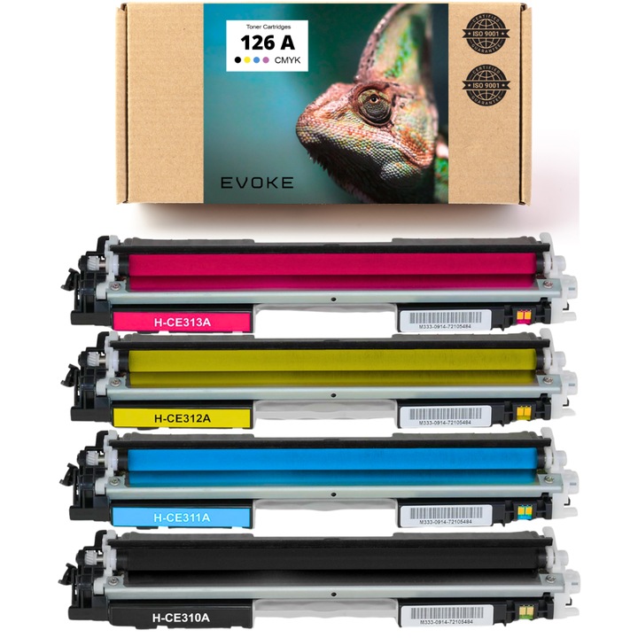 4 db HP 126A, CE310A CE311A CE312A CE313A nyomtató festékkazetta, 1200 oldal fekete, 1000 oldal kék piros sárga, kompatibilis a Color LaserJet Pro CP1025, CP1025nw, MFP M175nw, M275nw, M275nw