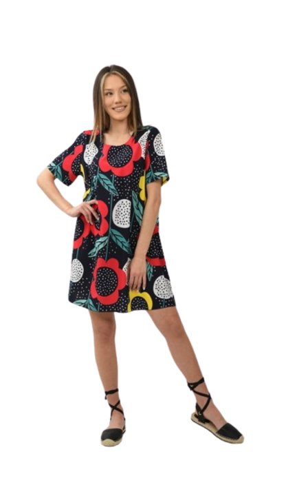 Rochie casual urbana cu print floral abstract galantee, Multicolor, One Size
