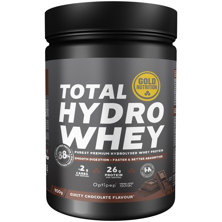 Proteine hidrolizate din zer GoldNutrition Total hydro whey aroma ciocolata, 900g