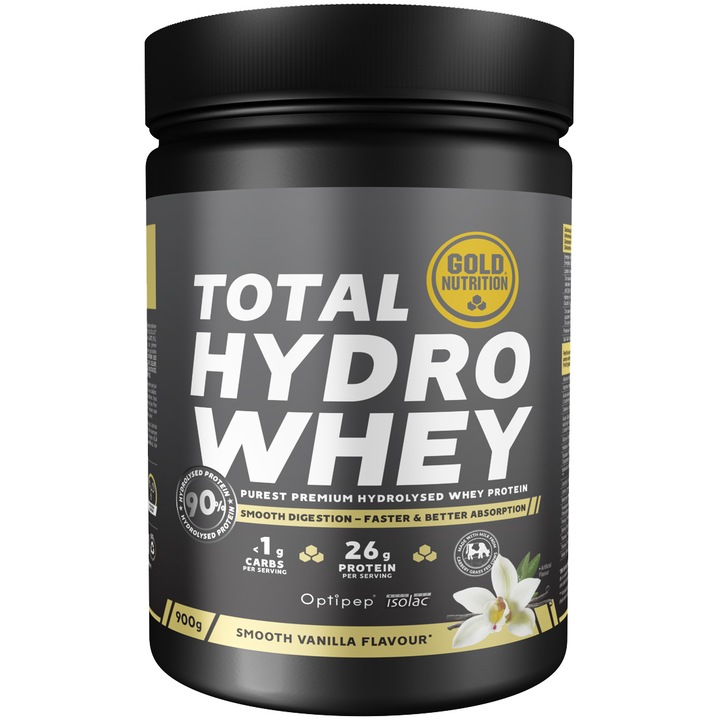Proteine hidrolizate din zer GoldNutrition Total hydro whey aroma vanilie, 900g