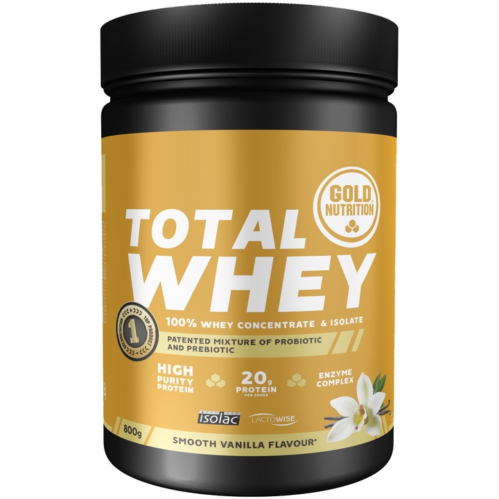 Proteine din zer GoldNutrition TOTAL WHEY aroma vanilie 800g