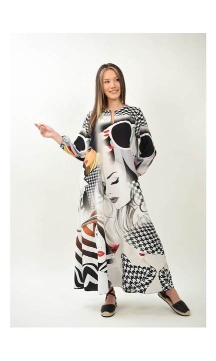 Rochie esenta feminina lunga cu buzunare si design timeless perfect lady, Multicolor, One Size