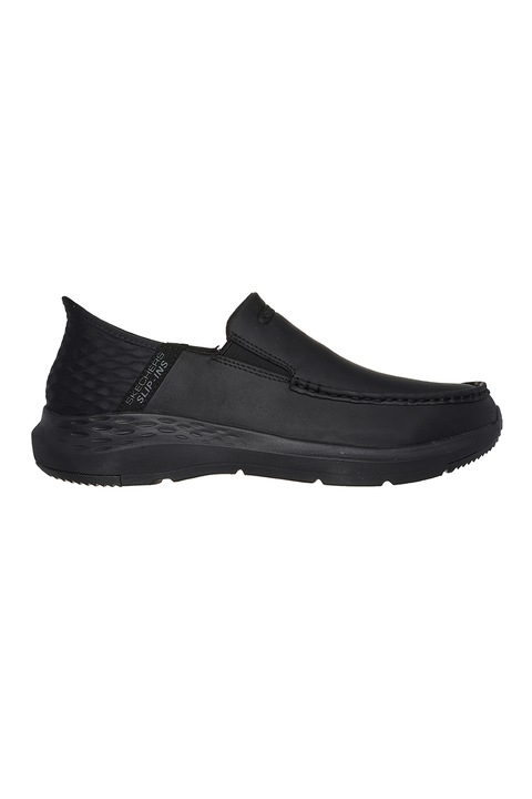 Skechers, Bebújós bőrmokaszin, Fekete, 45