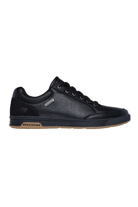 Skechers, Pantofi sport low-cut de piele ecologica, Negru