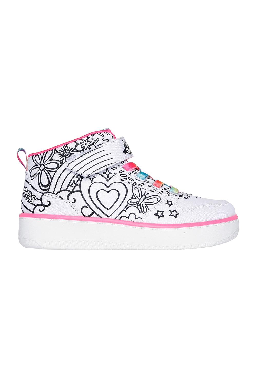 Skechers, Pantofi sport mid-cut cu model Sport Court 92, Alb, Negru, Roz, 31 EU