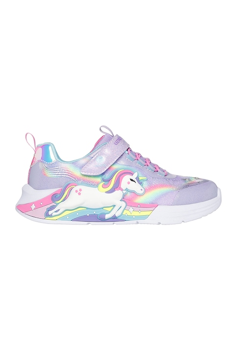 Skechers, S-Lights mintás sneaker világítós dizájnnal, Halványlila