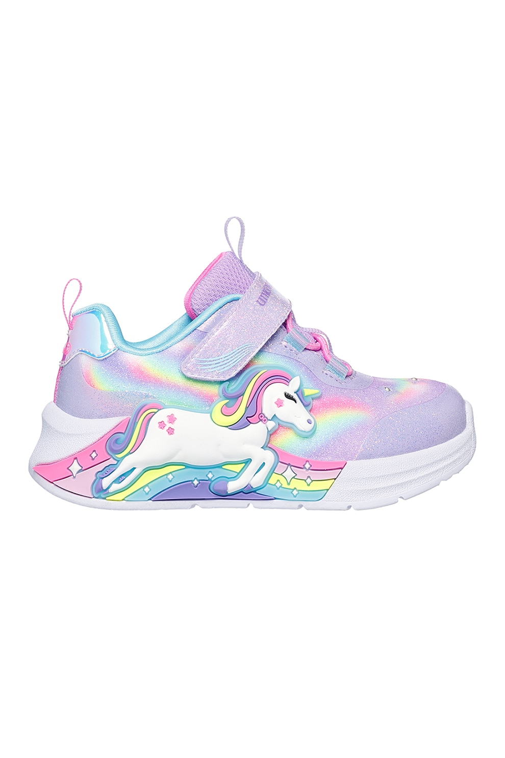 Skechers, Pantofi sport Unicorn Chaser cu LED-uri, Lila, 21 EU
