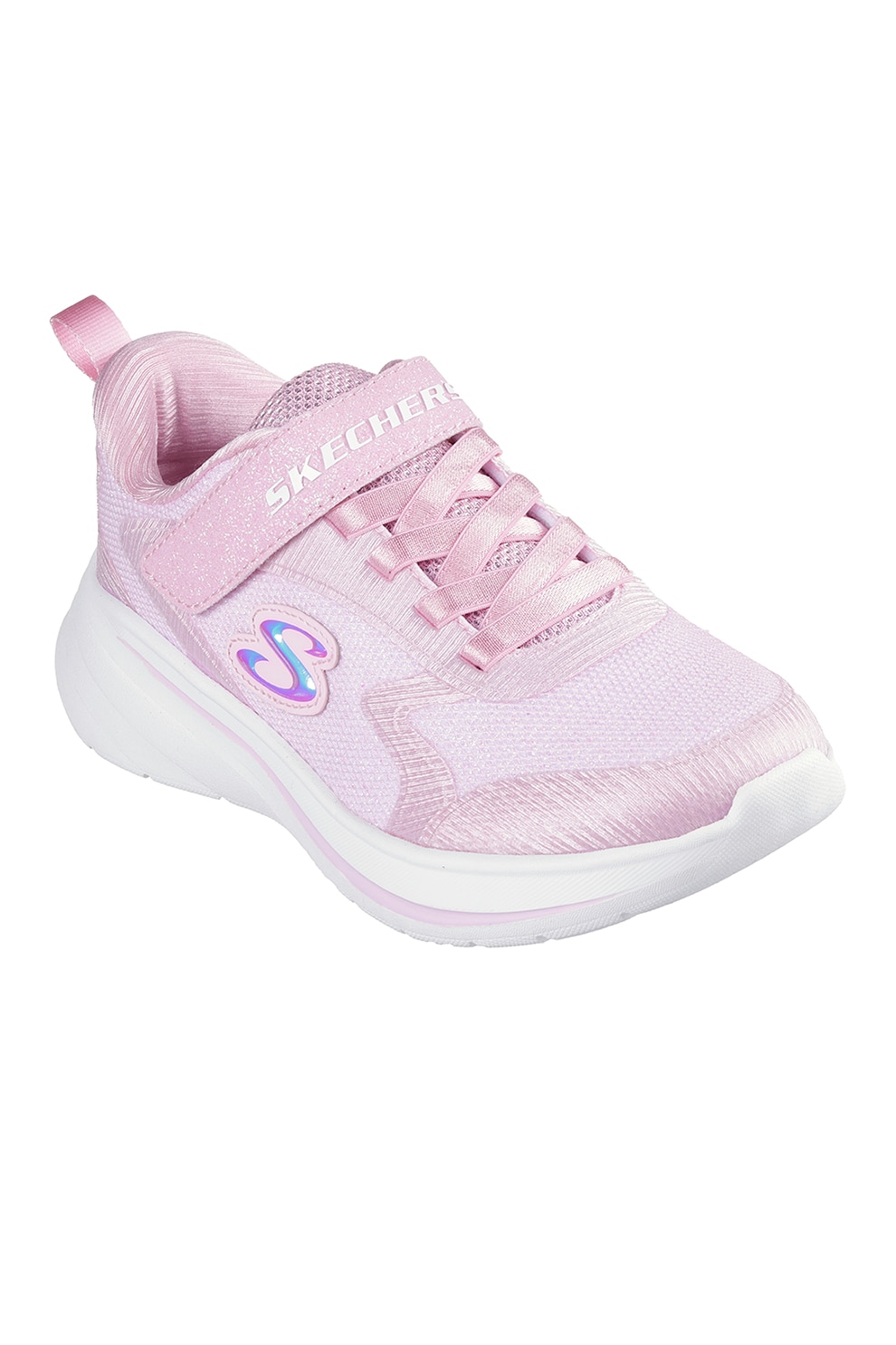 Skechers, Pantofi sport Wave 92 cu aspect stralucitor si velcro