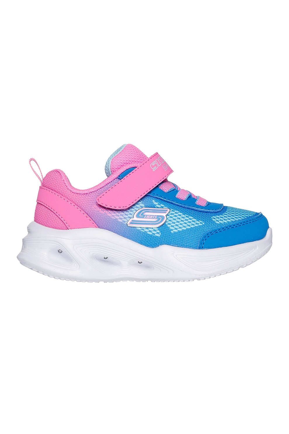 k.s ♡ Skechers, Pantofi sport cu velcro si LED-uri S-Lights, Roz