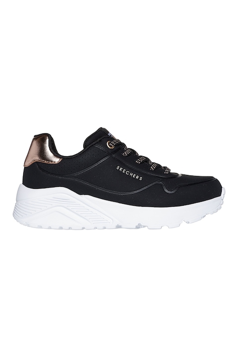 Skechers, Uno Lite sneaker kontrasztos részlettel, Fekete