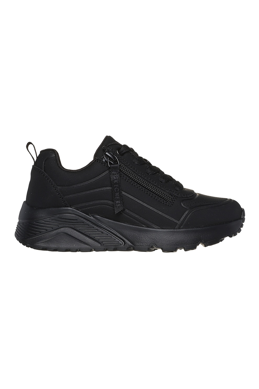 Skechers, Pantofi sport cu fermoar lateral Uno Lite - Easy, Negru, 28.5 EU