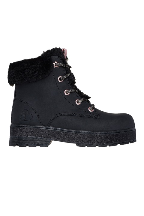Skechers, Боти Street Glitz с еко пух, Избеляло черно