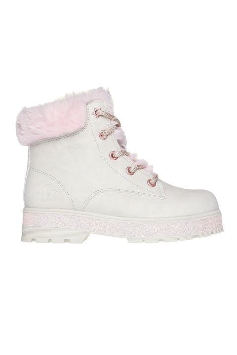 Skechers, Боти Street Glitz с еко пух, Мръснобял