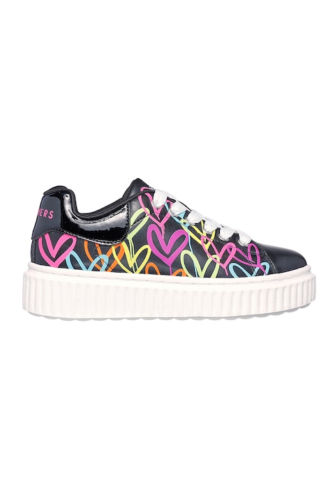Skechers, Спортни обувки Street от еко кожа, Черен/Многоцветен