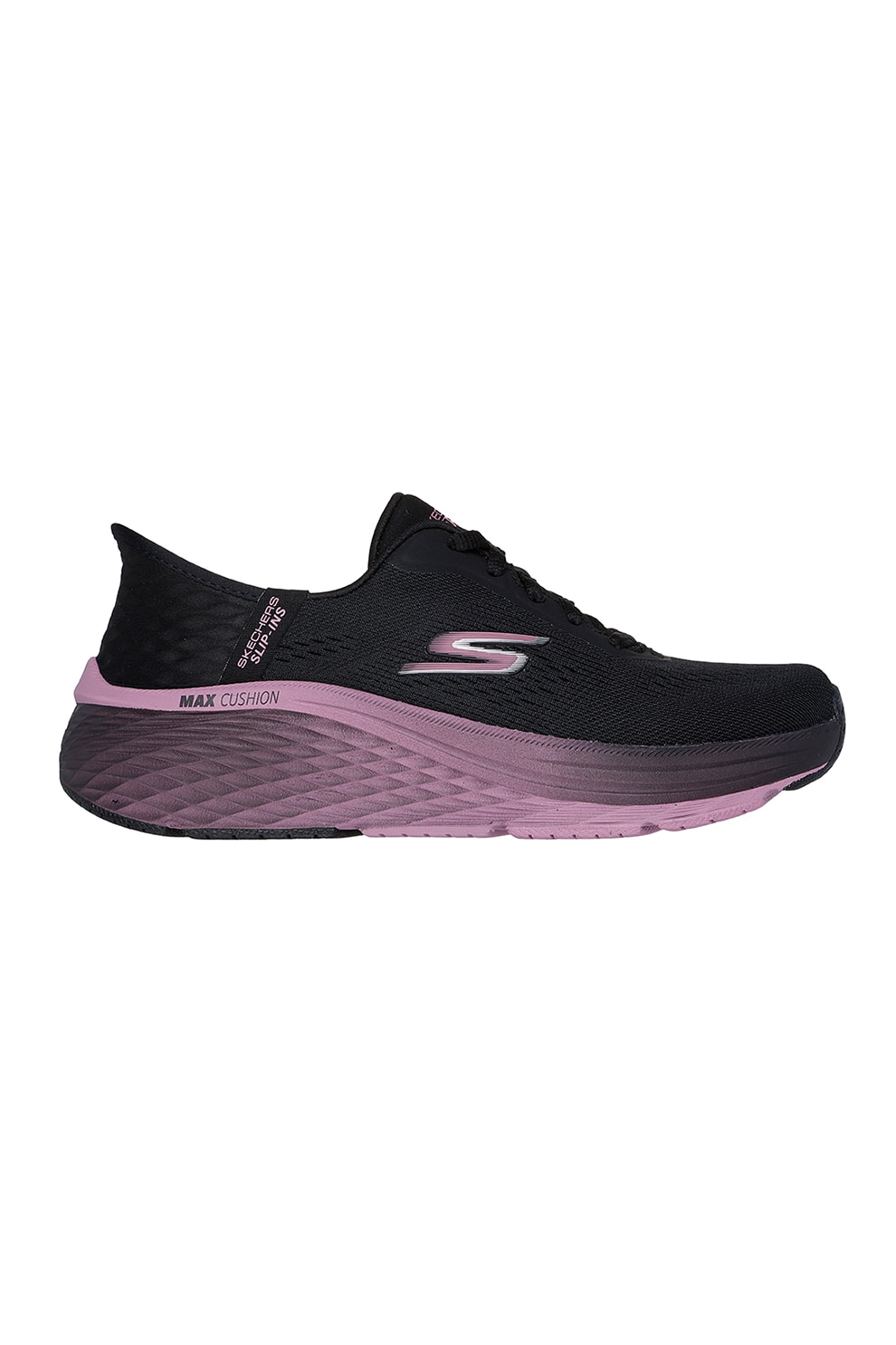 Skechers, Pantofi slip-ins de plasa pentru alergare, Negru, Liliac prafuit, 36