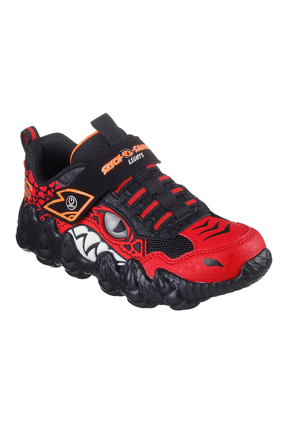 Skechers, Pantofi sport cu velcro si model cu dinozaur Saurus