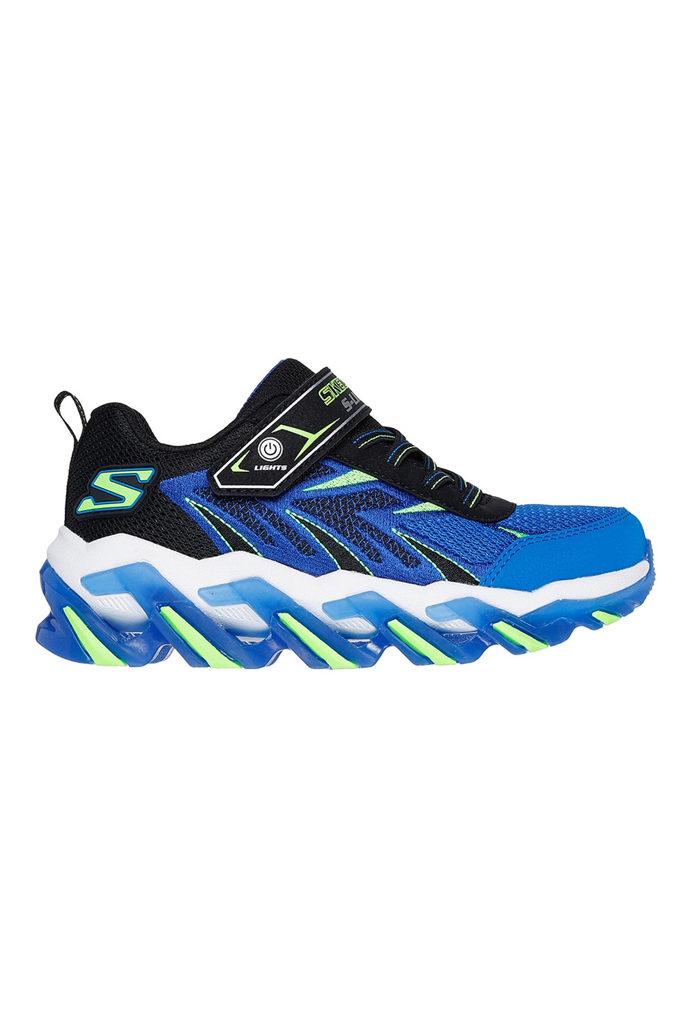 Skechers, Pantofi sport cu aspect contrastant S-Lights: Mega-Surge 2.0, Negru, Albastru royal, 30 EU