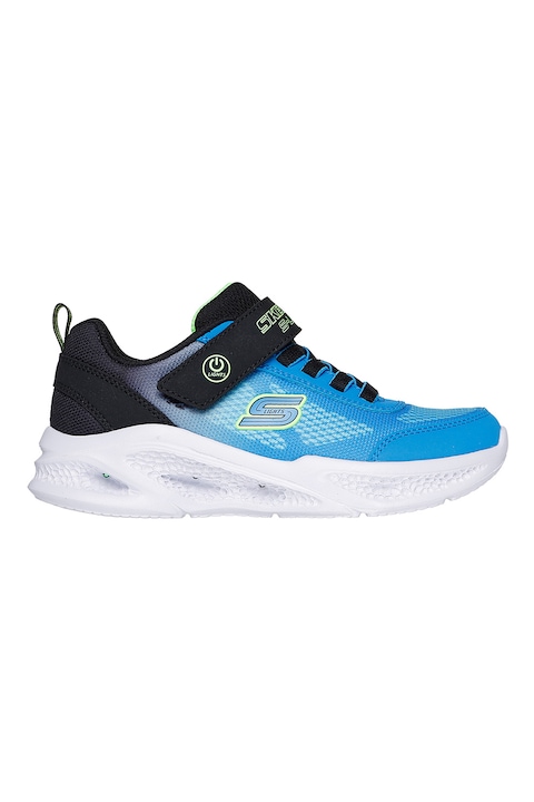 Skechers, Meteor-Lights - Krendox tépőzáras sneaker, Fekete/Türkiz