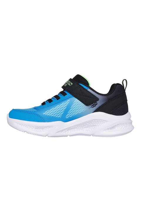 Skechers, Pantofi sport cu velcro Meteor-Lights - Krendox, Negru, Turcoaz, 28.5 EU