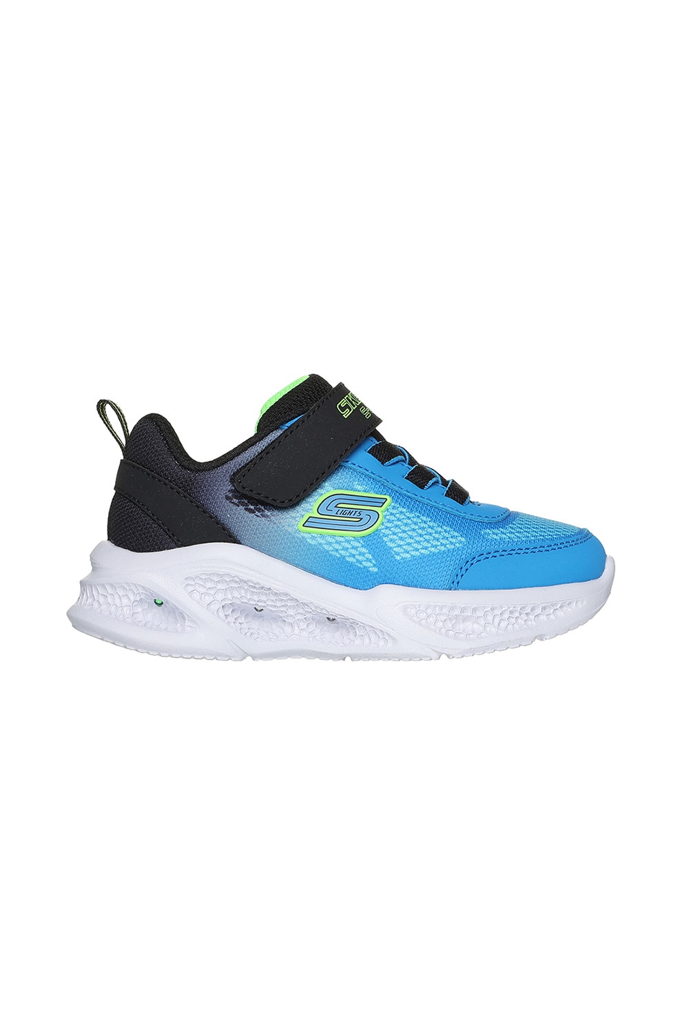 Skechers, Pantofi sport cu aspect contrastant Meteor-Lights - Krendox, Negru, Turcoaz, 24 EU