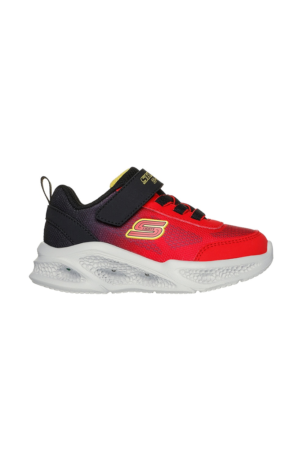 Skechers, Pantofi sport cu aspect contrastant Meteor-Lights - Krendox, Rosu, Negru, 23 EU
