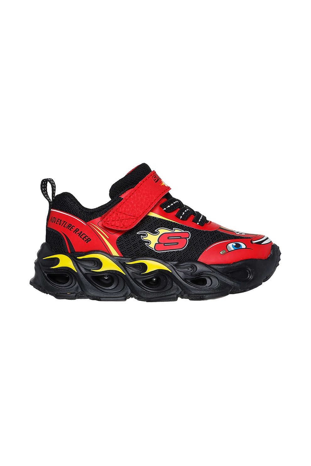 Skechers, Pantofi sport cu velcro Thermo Flash - Wheel Buddies, Rosu, Negru, 23 EU