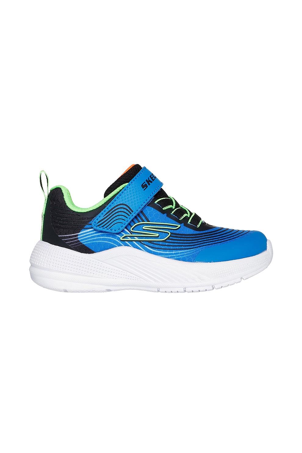 Skechers, Pantofi sport cu velcro si model Microspec Advance, Negru, Turcoaz, 22 EU