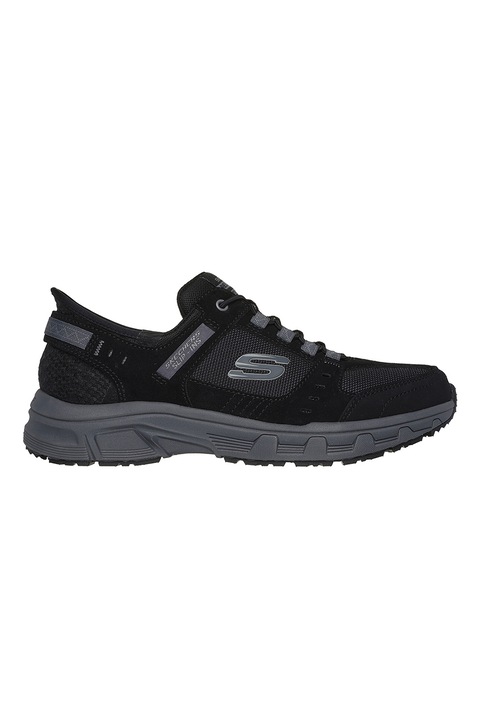 Skechers, Pantofi Slip-Ins de plasa cu garnituri de piele intoarsa pentru drumetii Oak Canyon, Negru