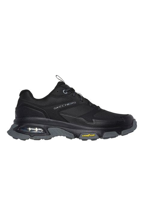 Skechers, Pantofi de plasa cu garnituri de piele ecologica pentru drumetii Sleek Envoy, Negru