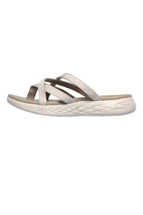 Skechers, Papuci flip-flop textili On-The-Go, Maro taupe deschis, 41
