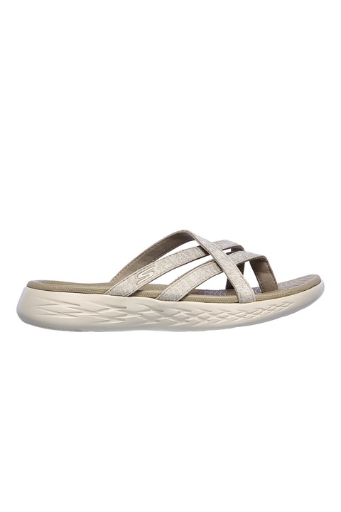 Skechers, Papuci flip-flop textili On-The-Go, Maro taupe deschis, 36