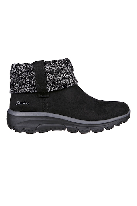 Skechers, Ghete de piele intoarsa ecologica cu garnituri textile Modern Comfort, Negru/Gri inchis