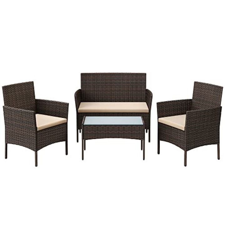 Set Masa si Scaune de Gradina, Model 59271, 3 Piese, Culoare Maro