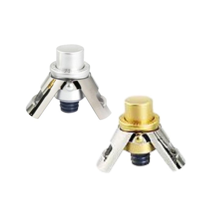 Set de 2 dopuri (argintiu + auriu) sampanie cu pompa de presiune