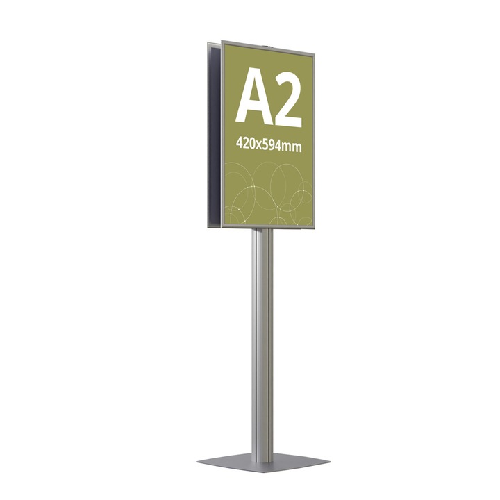 Panou Informativ, A2(420x594mm), rama click si picior aluminiu, dubla fata