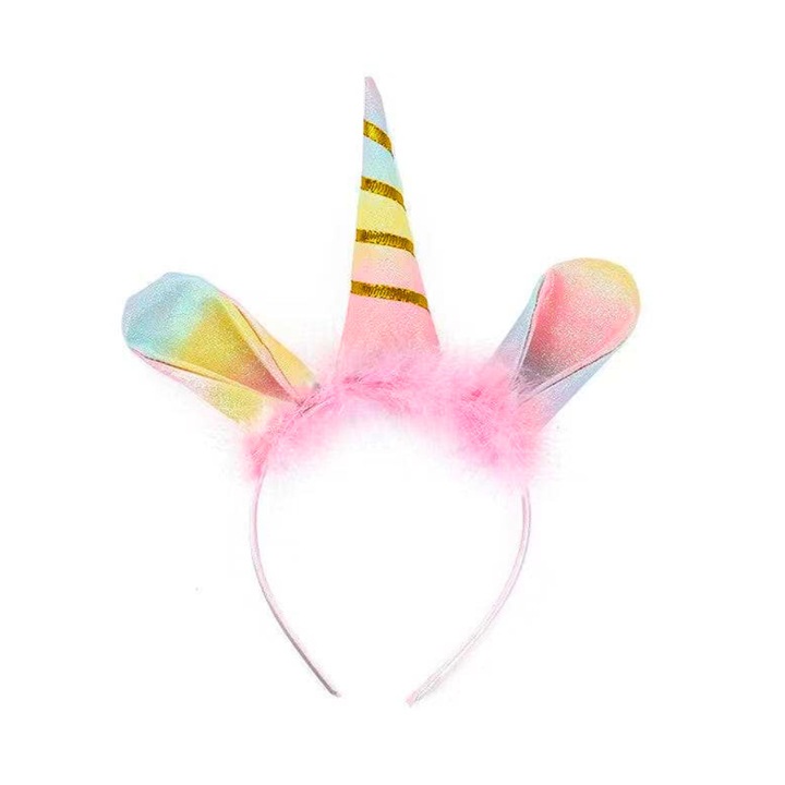 Bentita unicorn pentru fetite, Cu sclipici si pene, Marime universala, Multicolor