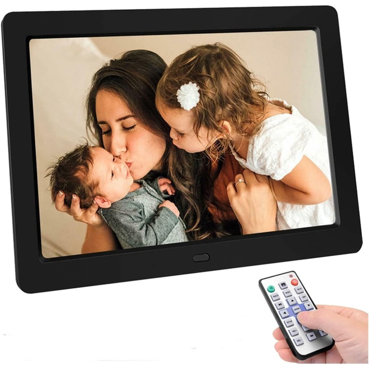 Цифрова фото/видео рамка, 10 инча LCD дисплей, LUKETO, USB и Micro SD интерфейс, 1024x600 резолюция, 16:9, Фото/Видео функции, Слайдшоу и вградени високоговорители, Стойка, Дистанционно управление, Черен