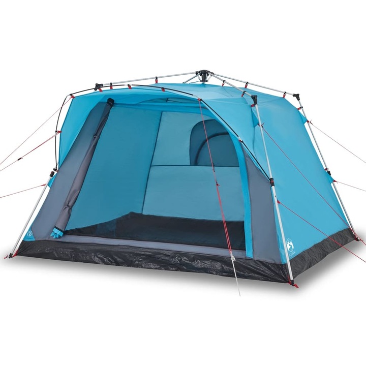 Cort de camping cabana 4 persoane vidaXL, albastru, cu eliberare rapida, 6.98 Kg