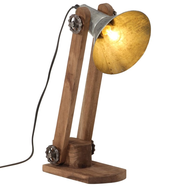 Lampa de birou vidaXL, 25 W, argintiu vintage, 23 x13x52 cm, E27, 1.48 Kg