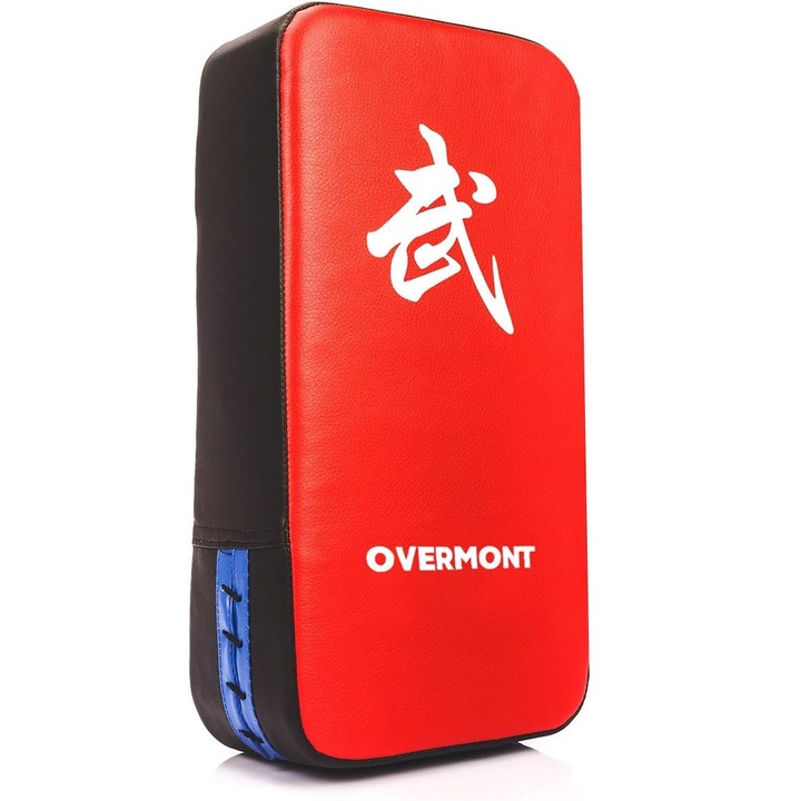 Щит за кикбокс/таекуондо, Overmont, Екологична кожа, 40x20 см, Червен/Черен