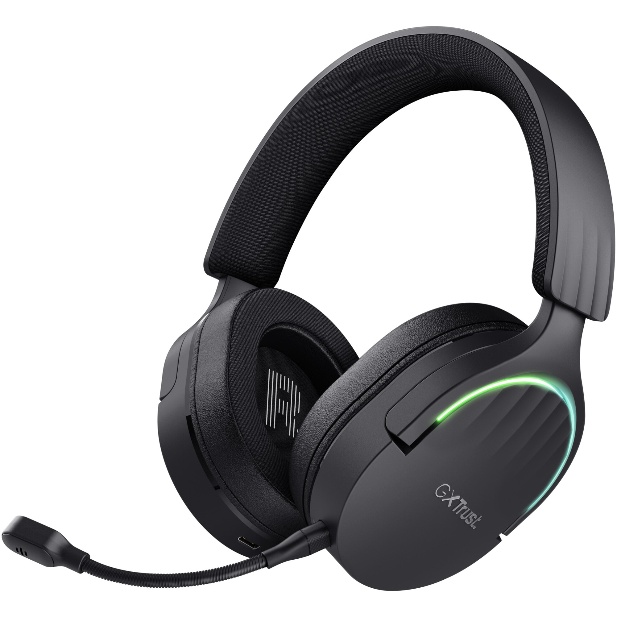 Casti Gaming Wireless Trust GXT491 FAYZO, headset, 7.1 USB Surround Sound, RGB, autonomie pana la 22 de ore, noise cancelling, microfon, compatibil laptop, PS5, PS4, Negru