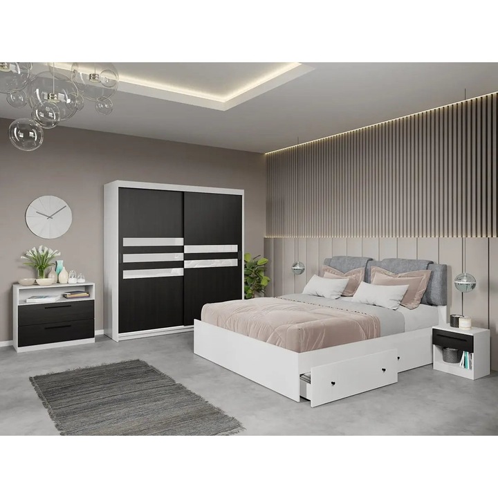 Set dormitor, Glass, Ferarra, C13, Pat, Dulap, Comoda, Noptiere