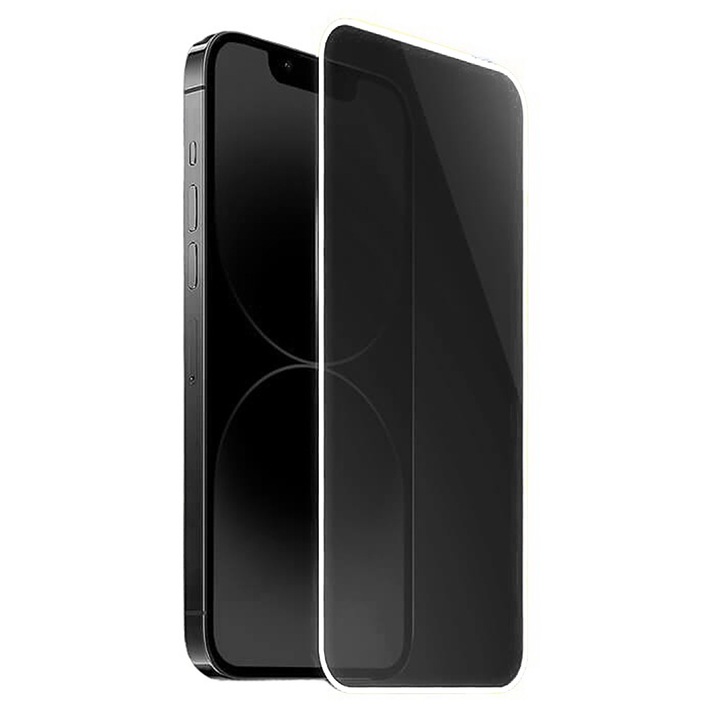Folie de protectie pentru iPhone 15, Fosforescenta, Sticla Glow in The Dark, Full Cover, Full Screen, Strong Clarity, Alb Neon