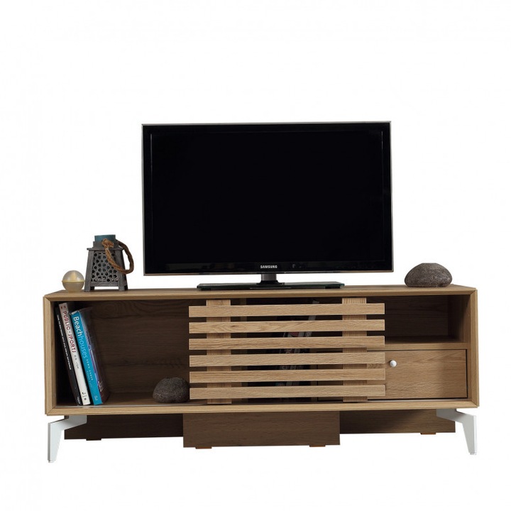 Comoda TV Rustic, CMD520, design versatil, dimensiuni potrivite pentru televizoare mari, 120x40x80cm