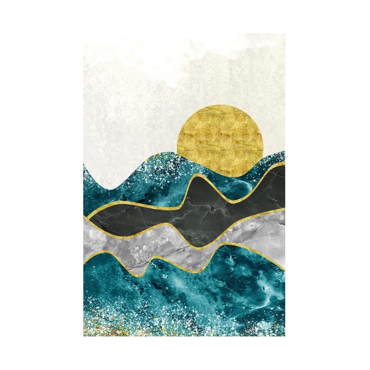 Картина, Морска със златисти ноти, 45x60 см, Морска симфония
