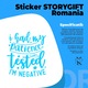 Външен стикер с послание "I had my patience test. I'm negative", син винил, 70 cm