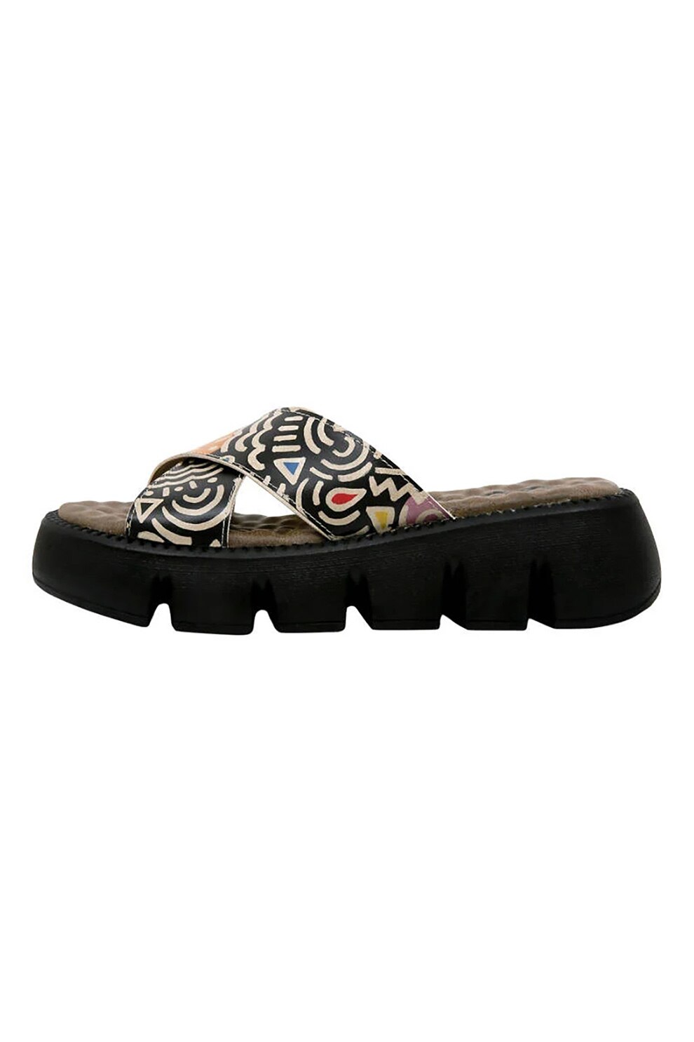 DOGO SHOES, Sandale din piele ecologica Abstract Outline, Negru